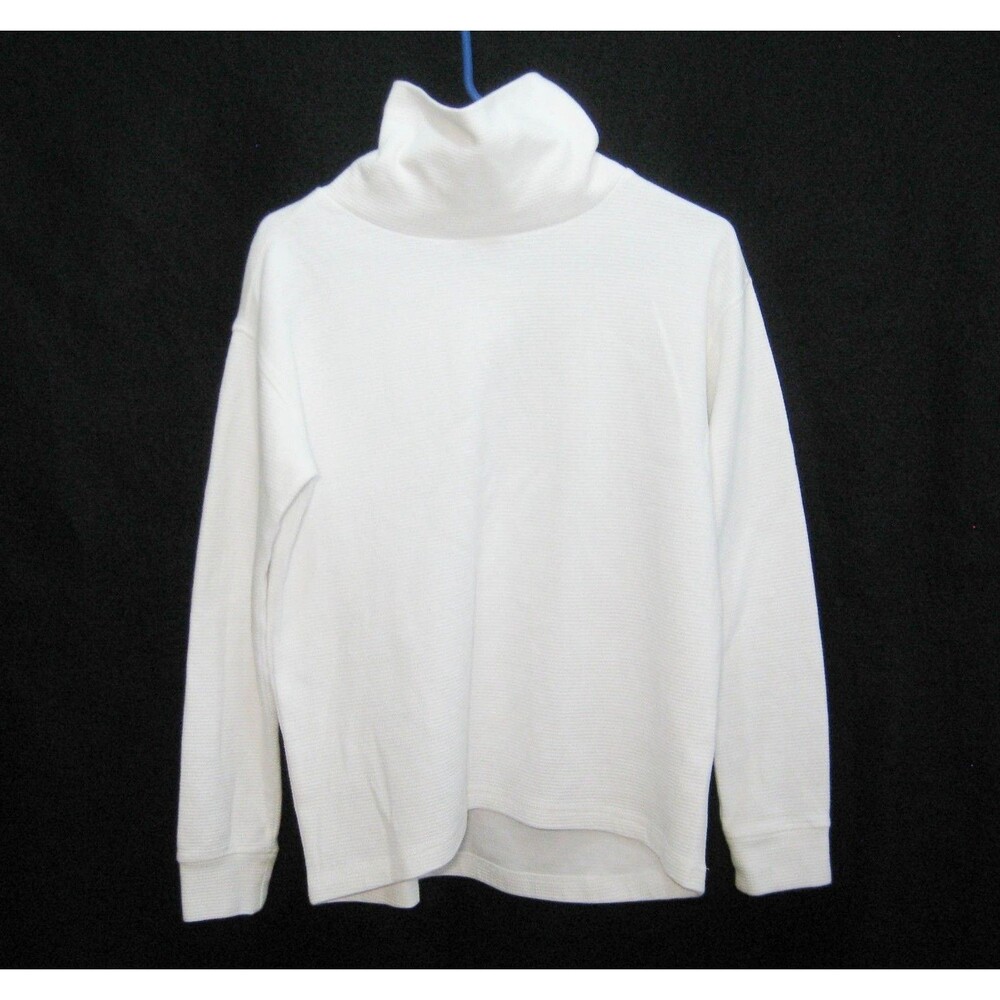 LANDS' END Men's (Size Small) White Long Sleeve Turtleneck Sweater Thermal Top